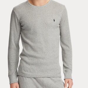 Polo Ralph Lauren 100% Cotton Gray Thermal Waffle Knit Sleepwear Top Size XL